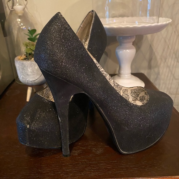 Black sparkle platform heels - Picture 6 of 6